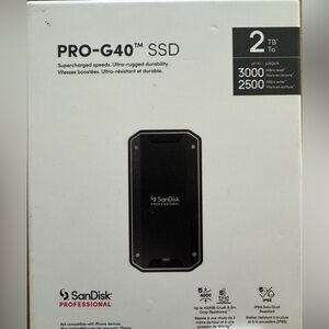SanDisk PRO-G40 2TB Portable SSD - 3,000Mb/s(2,500Mb/s),Black, Sealed, New